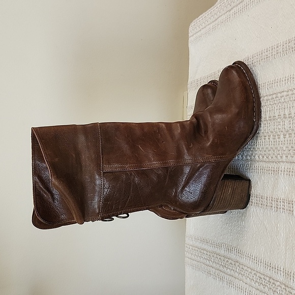 Fiorentini + Baker Brown Leather Chunky Heel Calf Height Boots Women's 36 - Picture 4 of 13
